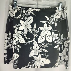 Tracy Evans Limited Black & White Floral Print Draw String Waist Skirt Size 10